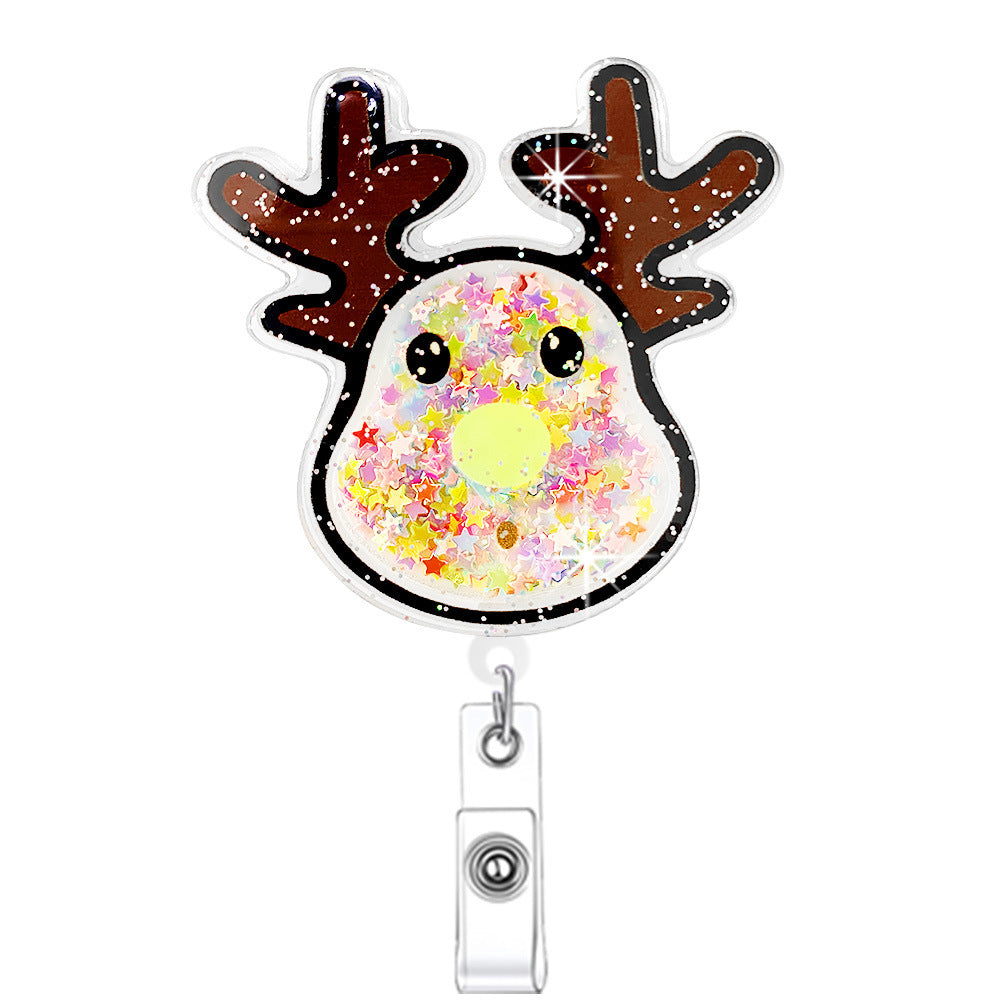 Wholesale Christmas Acrylic Santa Claus Gingerbread Man Christmas Tree Emblem Scroll Retractable Keychain
