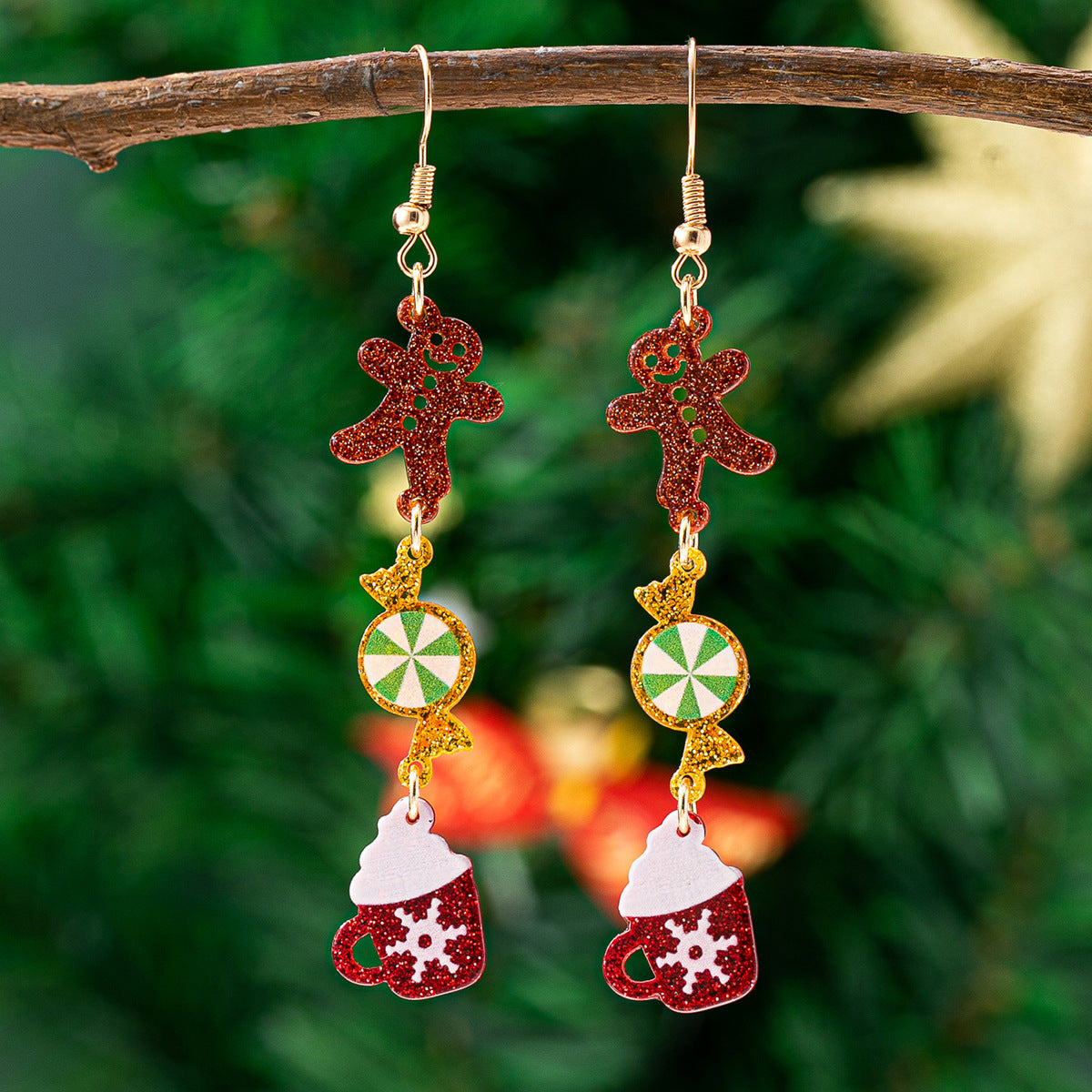 Wholesale Christmas tree gingerbread man  Acrylic Earrings