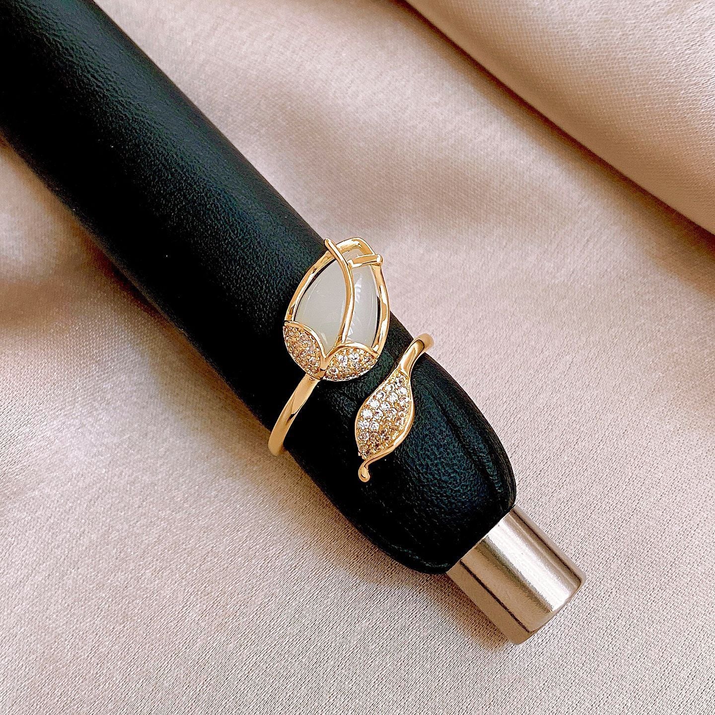 Wholesale Copper Inlaid Zircon Butterfly Flower Open Ring