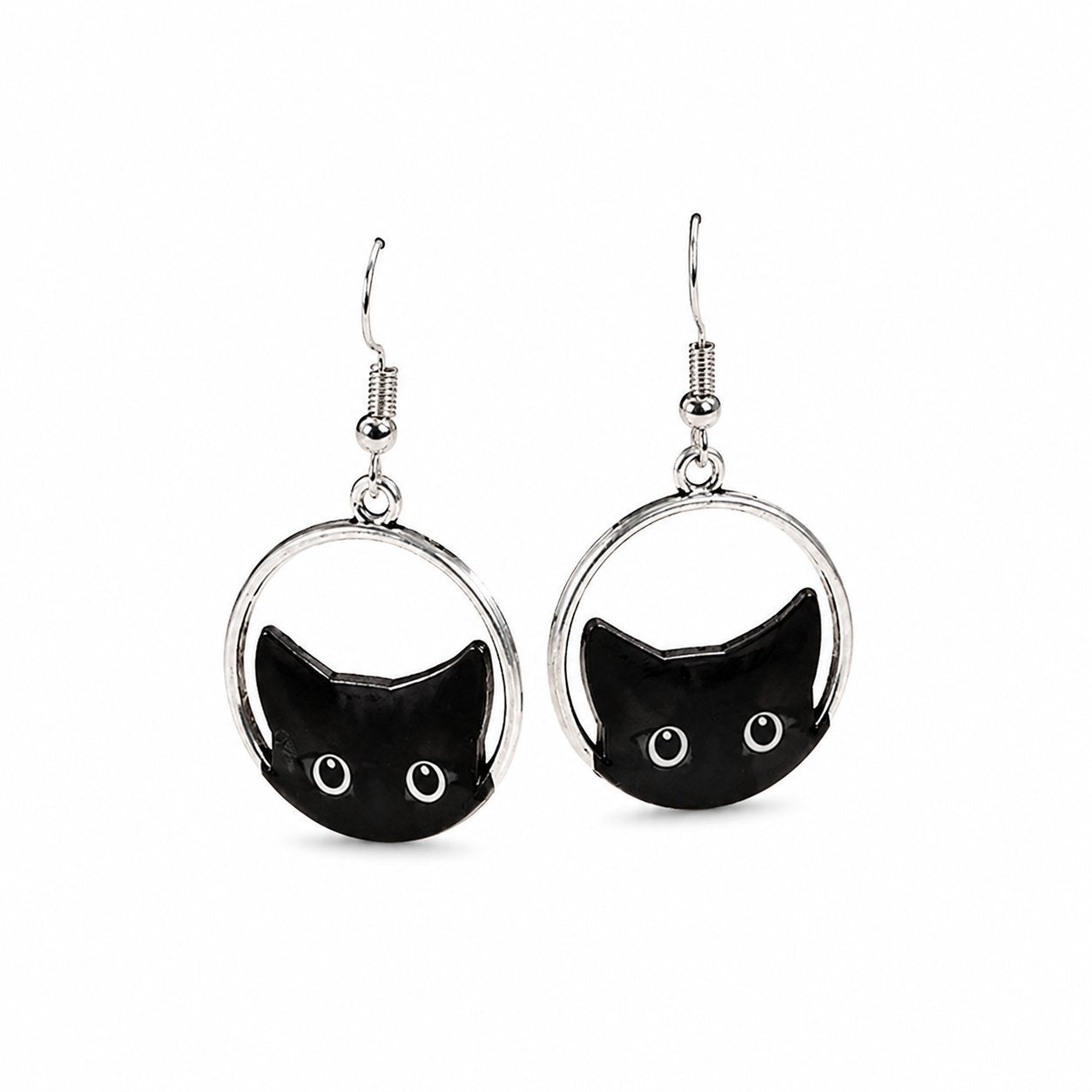 Wholesale Alloy Cat Earrings Hollow Out Black Cat Shape Gift Fashion Accessory