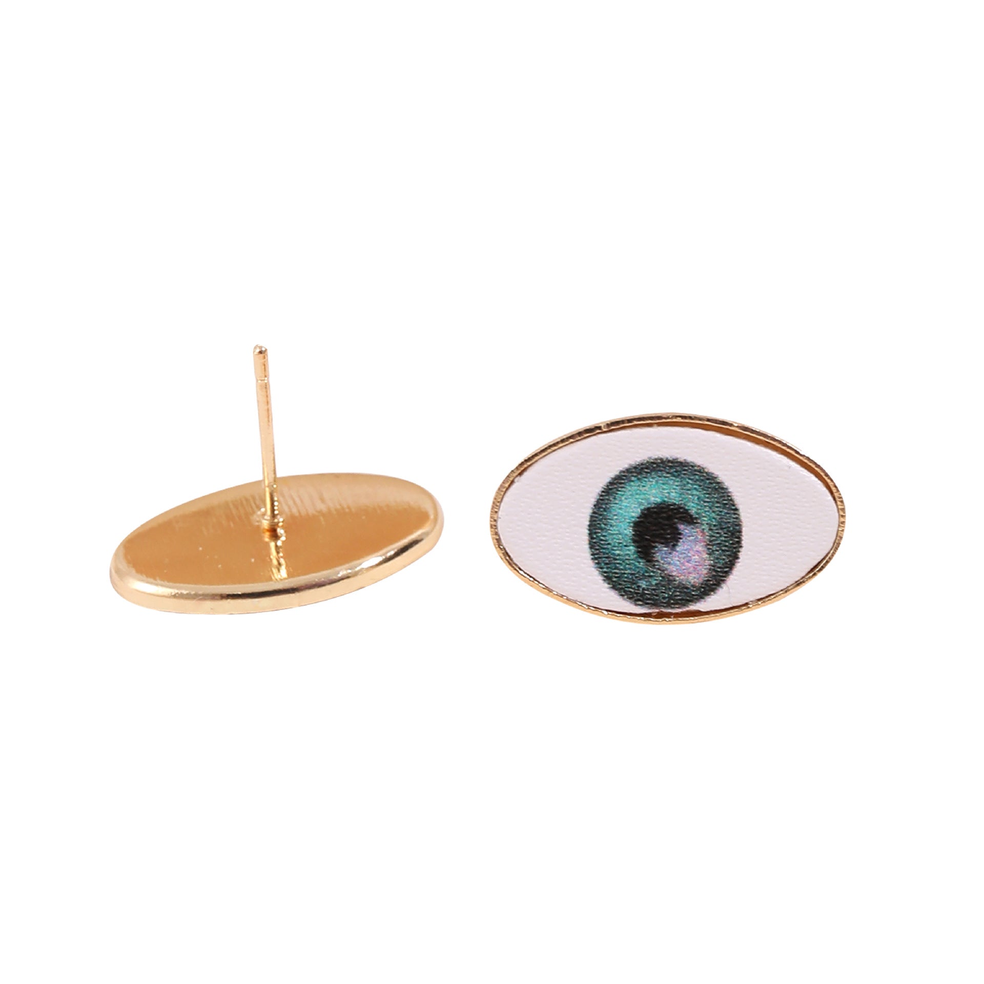 Wholesale Devil Eye Oval Stud Earrings Leather PU Earrings