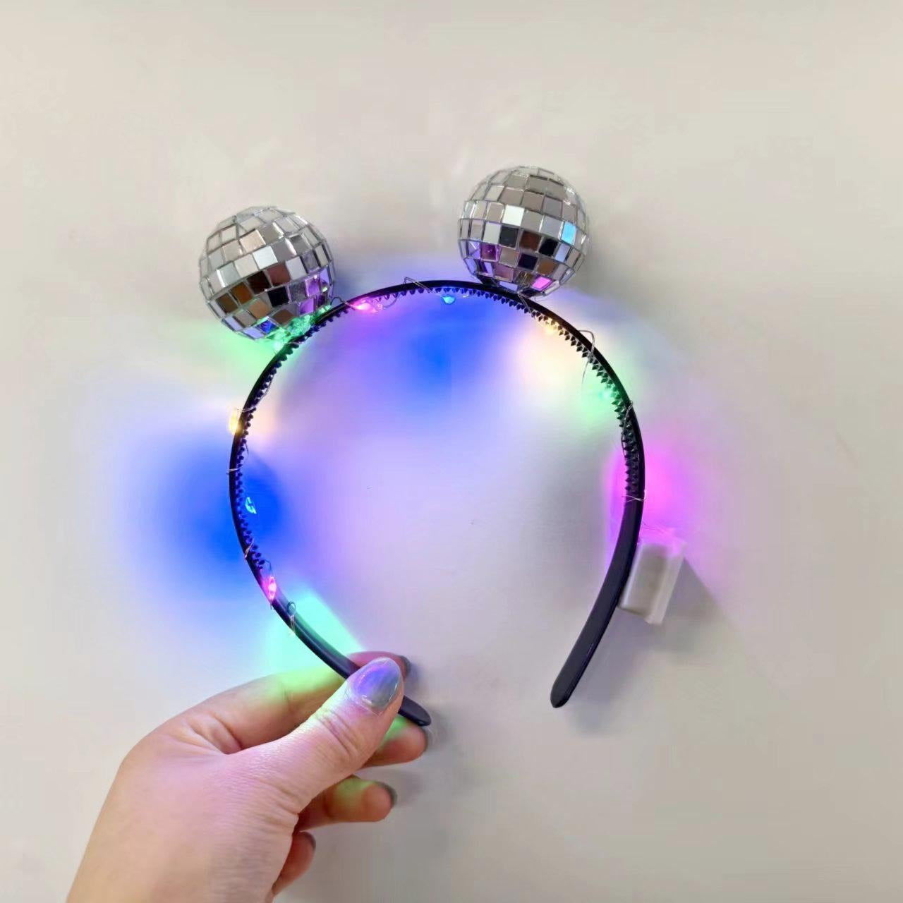 Wholesale New Explosive Disco Mirror Ball Hair Band Disco Ball silver LED Luminous Hair Band Disco Luminous Hair Band
