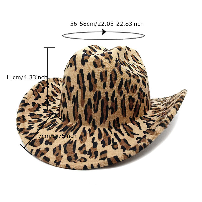 Wholesale Leopard print western cowboy hat cow print sun hat retro hat