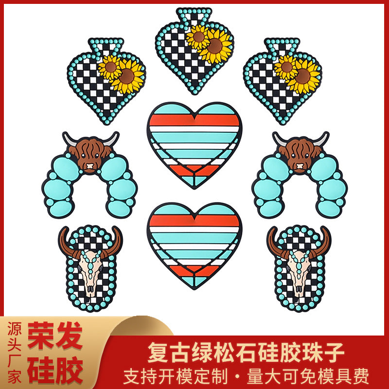 Wholesale 20pcs/pack Small  silicone beads highland cattle straight hole diy beads