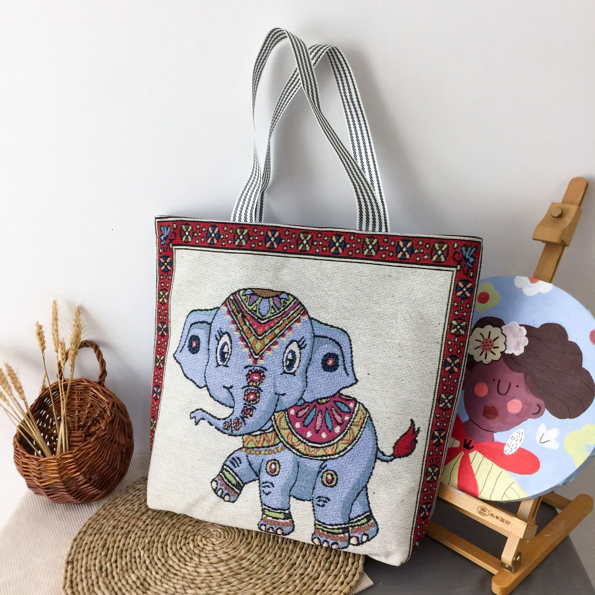 Bolsa de tejido de bordado de lienzo al por mayor