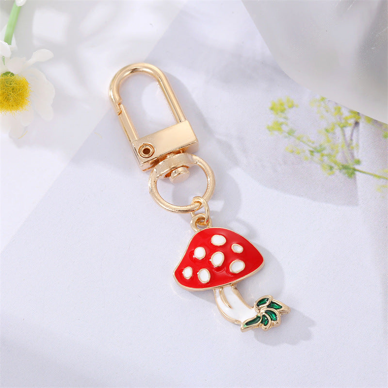 Wholesale Color Drip Oil Mushroom Feather Alloy Keychains