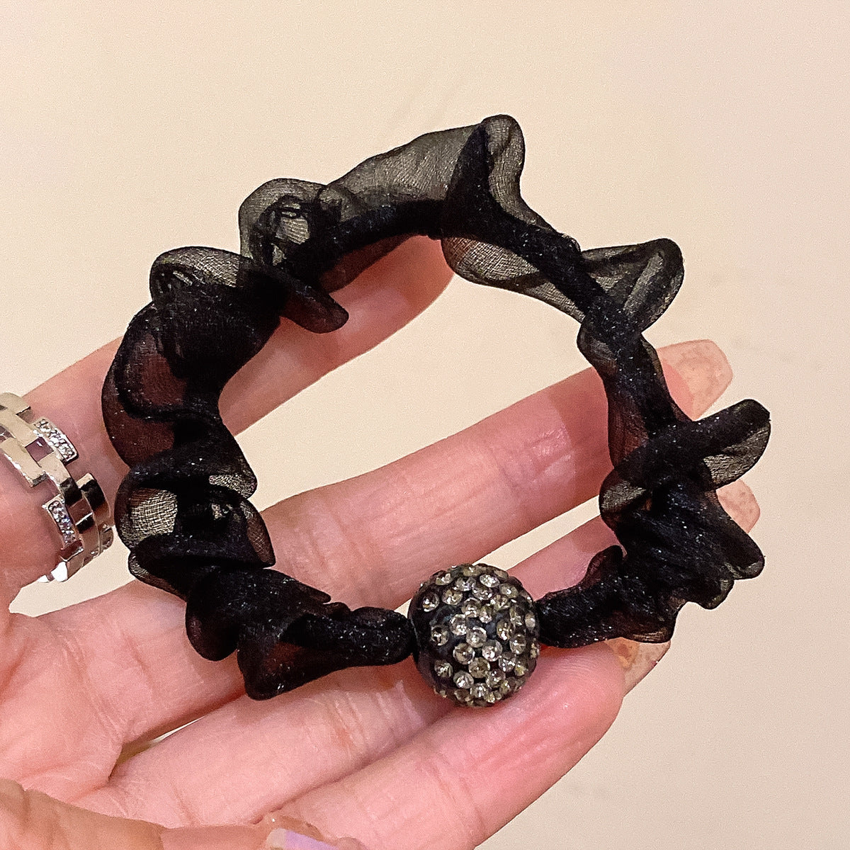 Wholesale leopard hair rope hair ring high sense rhinestone large women's hair accessories