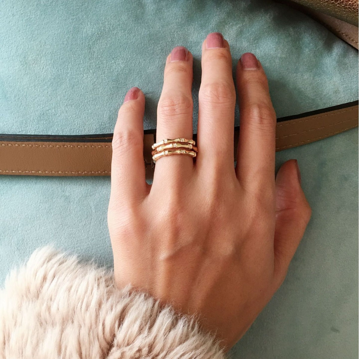 Wholesale Bamboo 18K Gold Simple Ring