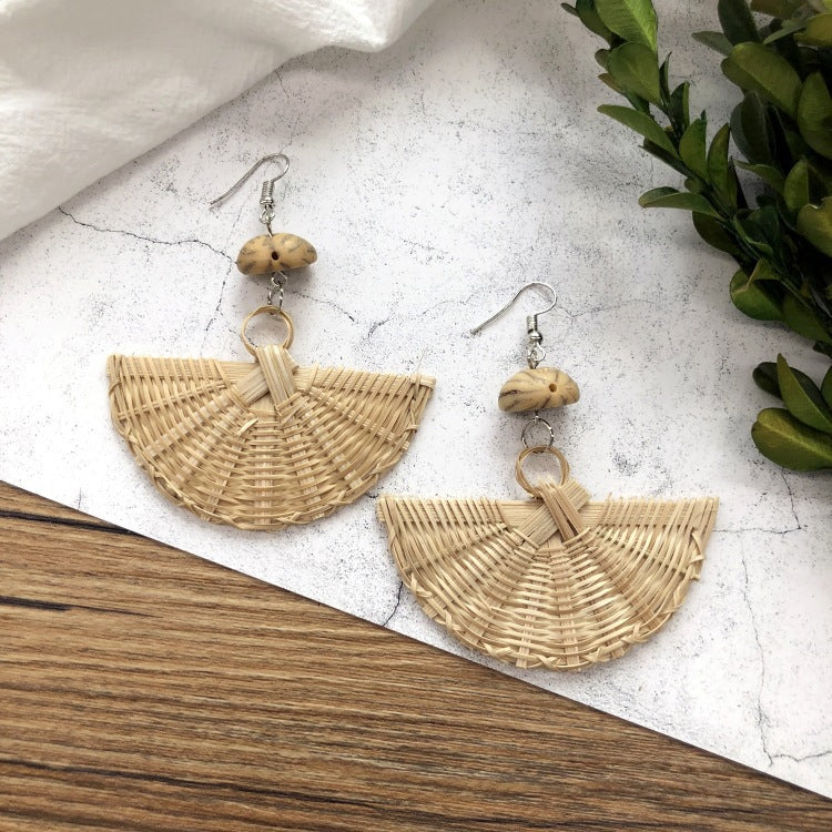 Wholesale Vintage Rattan Weaving Handmade Bohemian Earrings