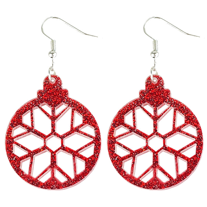 Wholesale 2pairs/pack Christmas Acrylic Sparkling Cut-out Festive Line Earrings