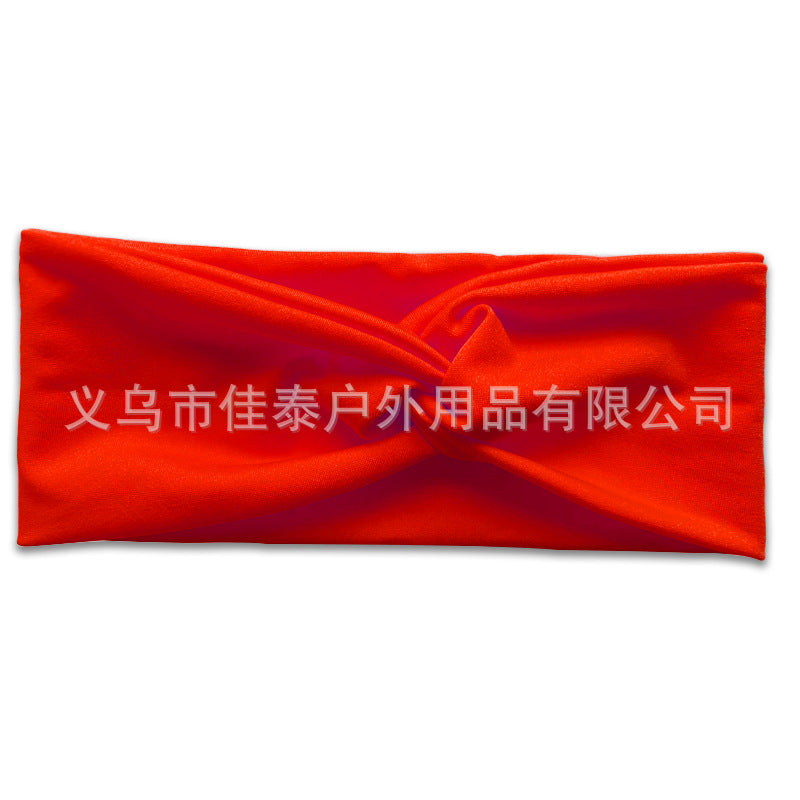 Wholesale Women's Solid Color Cross Hair Band Elastic Wide-brimmed Hair Band Exercise Running Sweat-absorbent Headband
