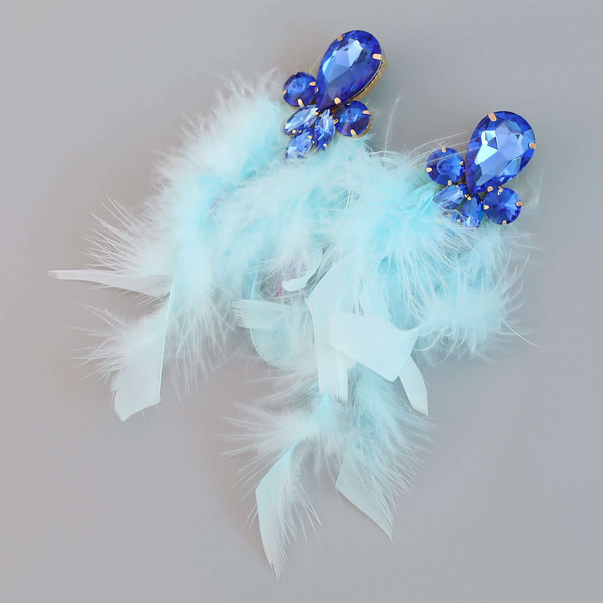Wholesale Bohemian Diamond Floral Feather Earrings