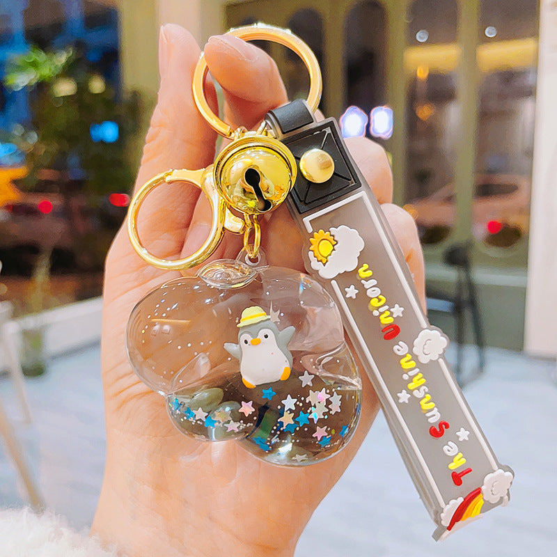 Wholesale Acrylic Quicksand Bottle Penguin Keychain