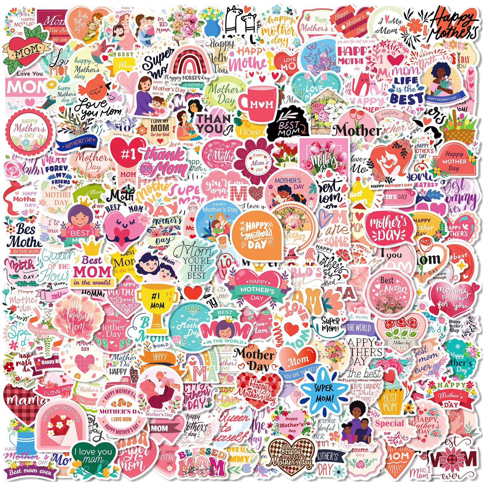 Wholesale 50-200pcs Mother's Day stickers HAPPY MOTHER'S DAY stickers