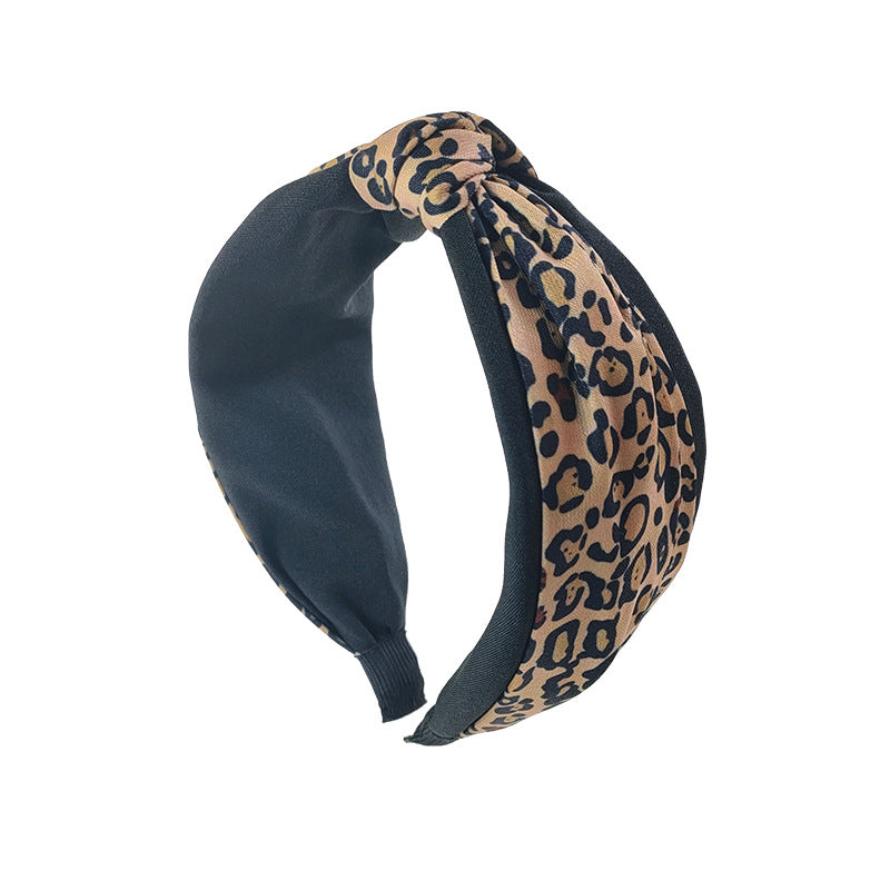 Wholesale Leopard Pattern Color Matching Cross Fabric Hair Bands