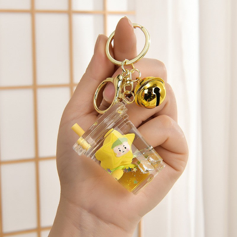 Wholesale Acrylic liquid sand bottle floating in oil keychain