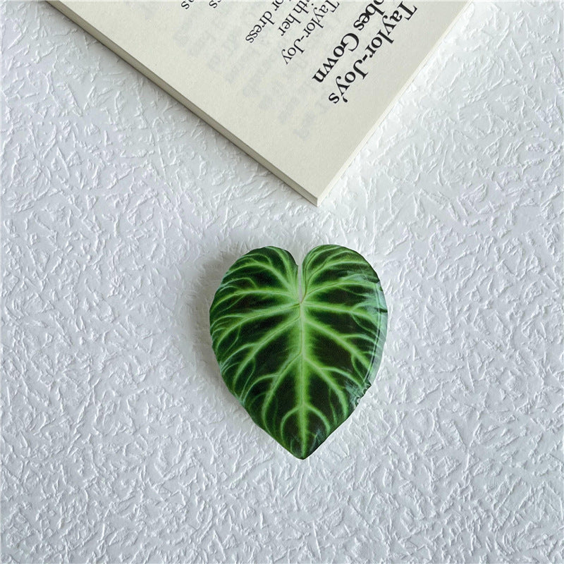 Wholesale Simulation fresh leaf epoxy airbag bracket creative lazy desktop support back sticker retractable Mobile phone bracket