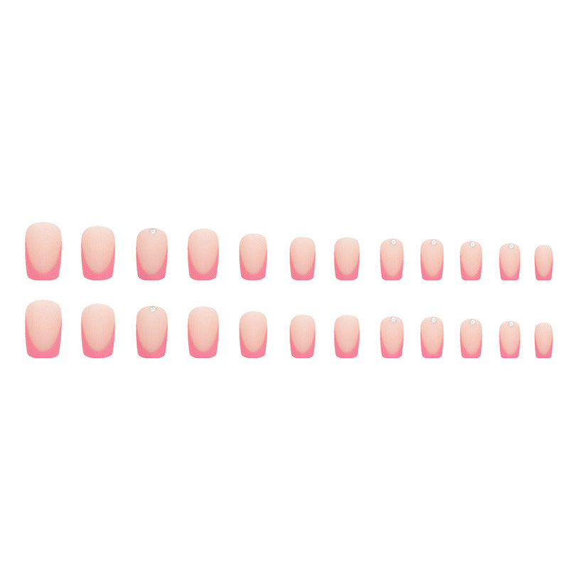 Wholesale Simple French Style Rose Pink Diamond Style Nail Stickers