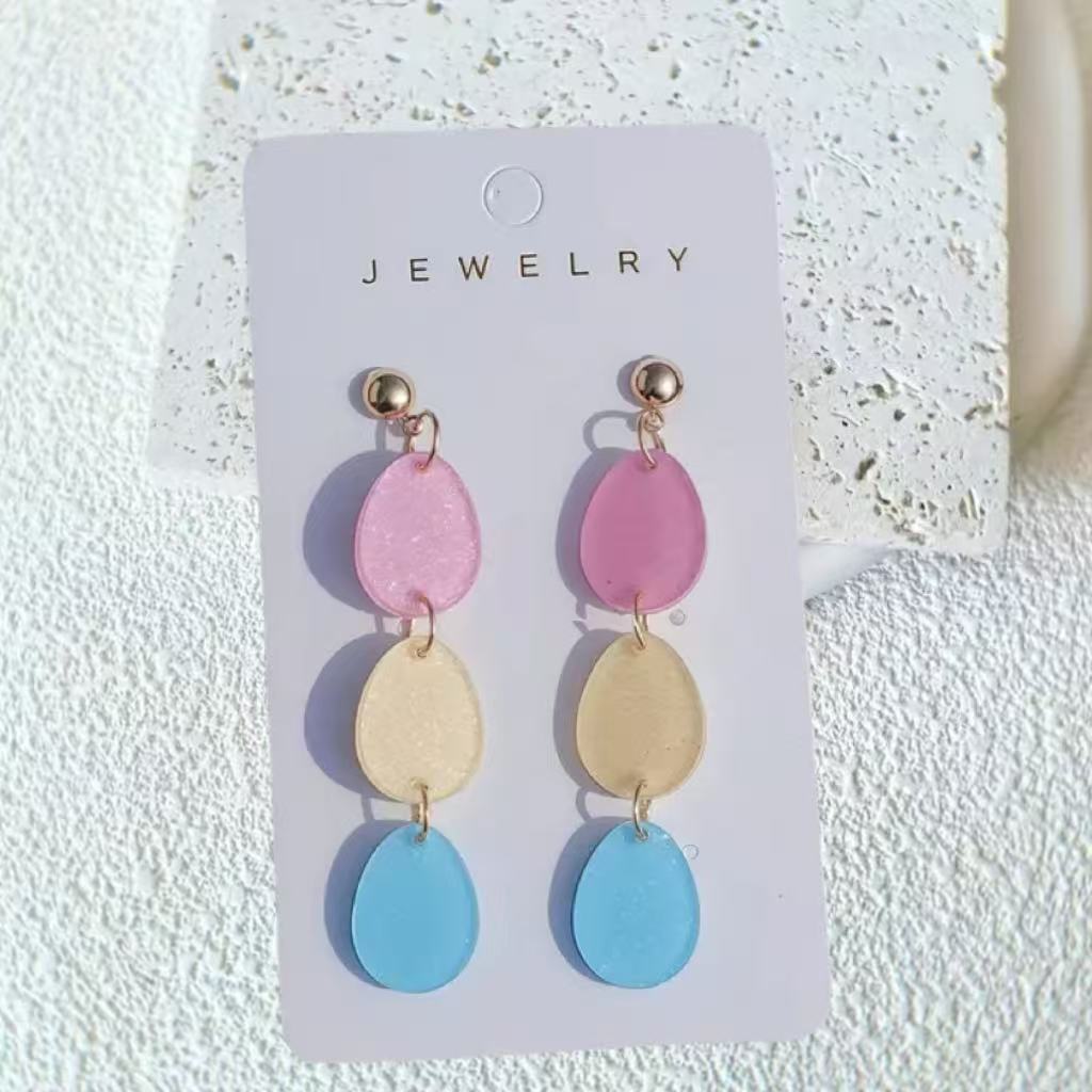 Wholesale  Easter Egg Three-Piece Easter Earrings Acrylic Multi-Color