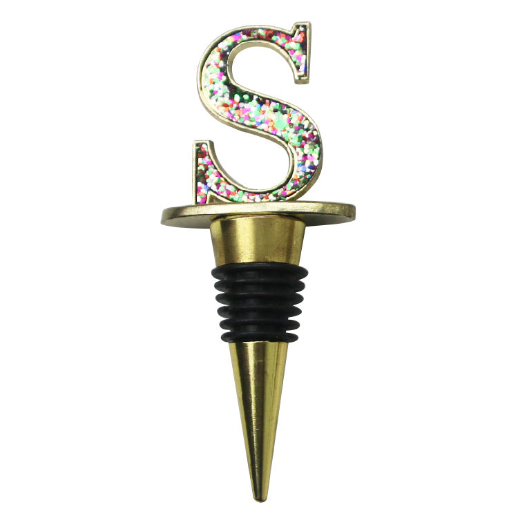 Wholesale Zinc Alloy 26 English Letter Wine Stopper Bottles