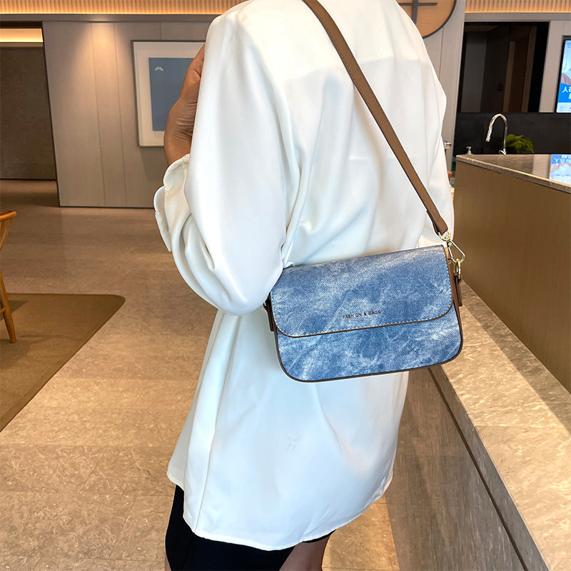 Wholesale PU Denim Bag Commuting Shoulder Bag