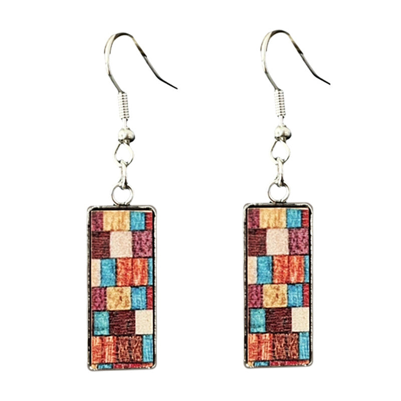 Wholesale Metal Wood Grain Mountain Yoga Meditation Energy Earrings