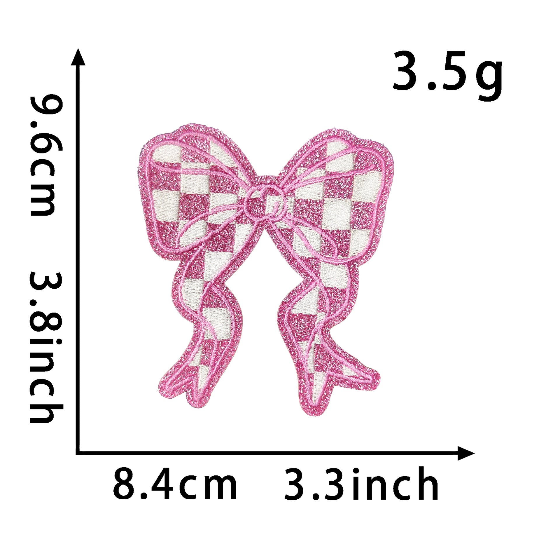 Wholesale Polyester Embroidered Plaid Bow Patches DIY Iron On Back Adhesive Craft Supply For Clothing