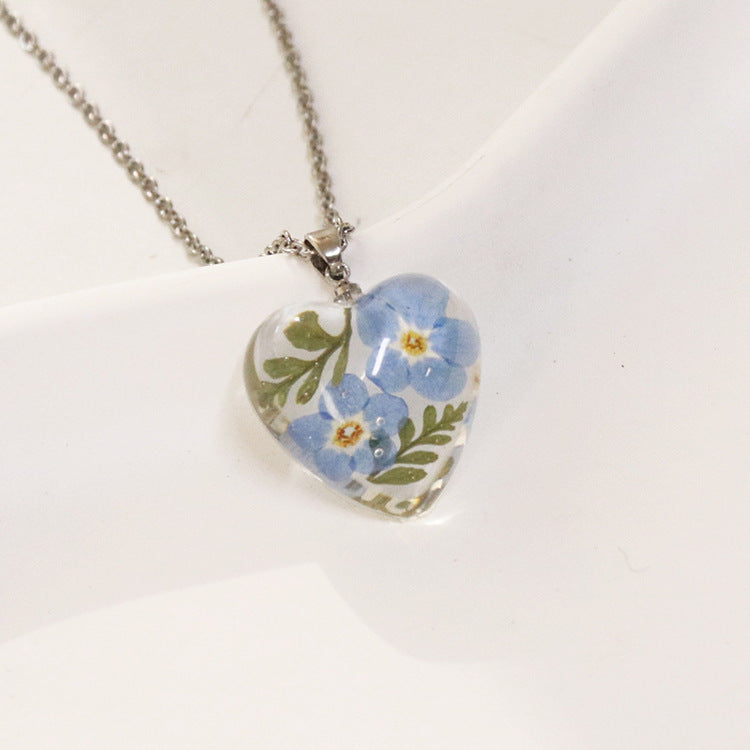 Wholesale 6pcs Monthly Everlasting Flower Resin Epoxy Love Pendant Necklace