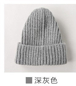 Wholesale Solid Color Versatile Knitted Thickened Smooth Plate Pointed Wool Hat