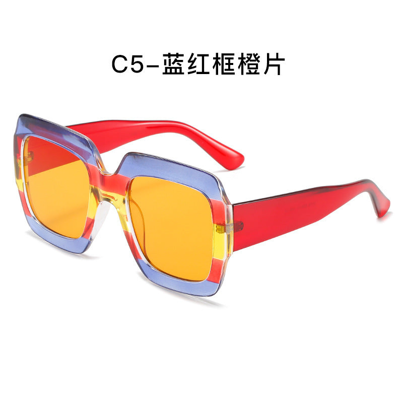 Wholesale Square Thick Frame Color H Style Sunglasses