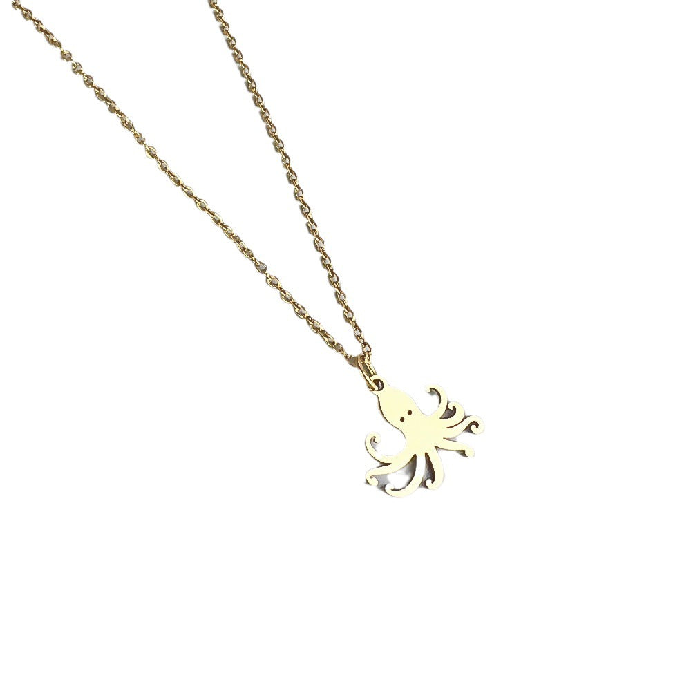 Wholesale Stainless Steel Marine Series 18K Gold Fishtail Dolphin Necklace Clavicle Chain