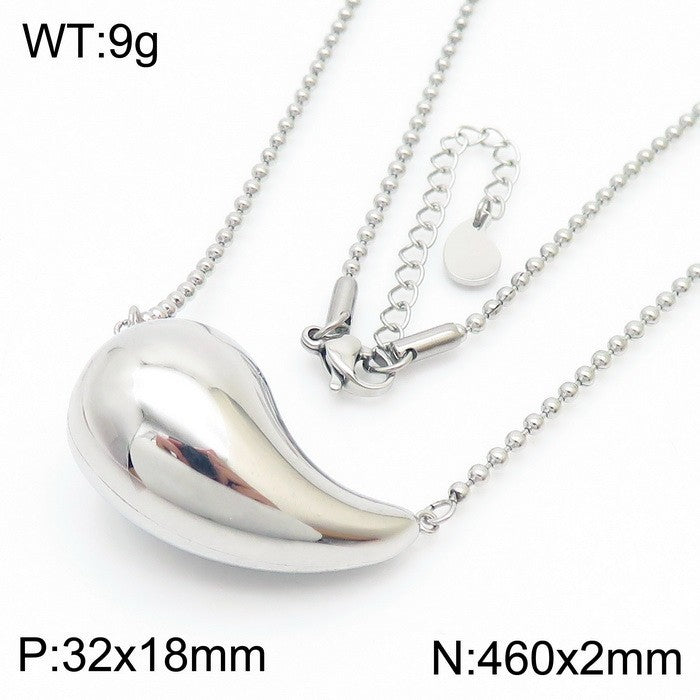 Wholesale Fashion High-end Design Chubby Water Drop Earrings Stainless Steel Hollow Necklace Temperament All-match Set
