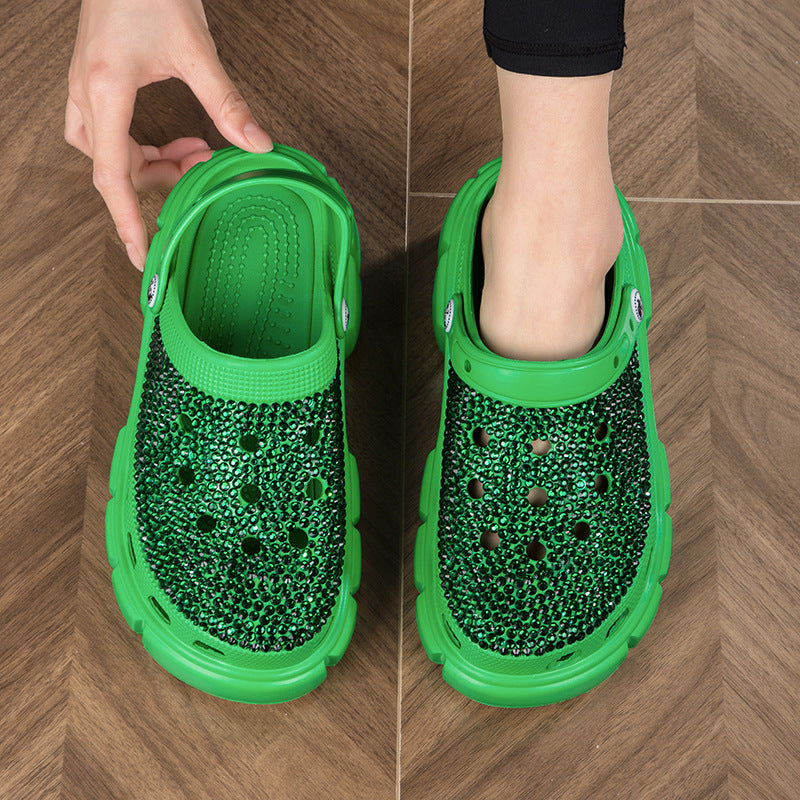 Wholesale of High Height Handmade Hot Drill Shoes with EVA Holes for External Wear