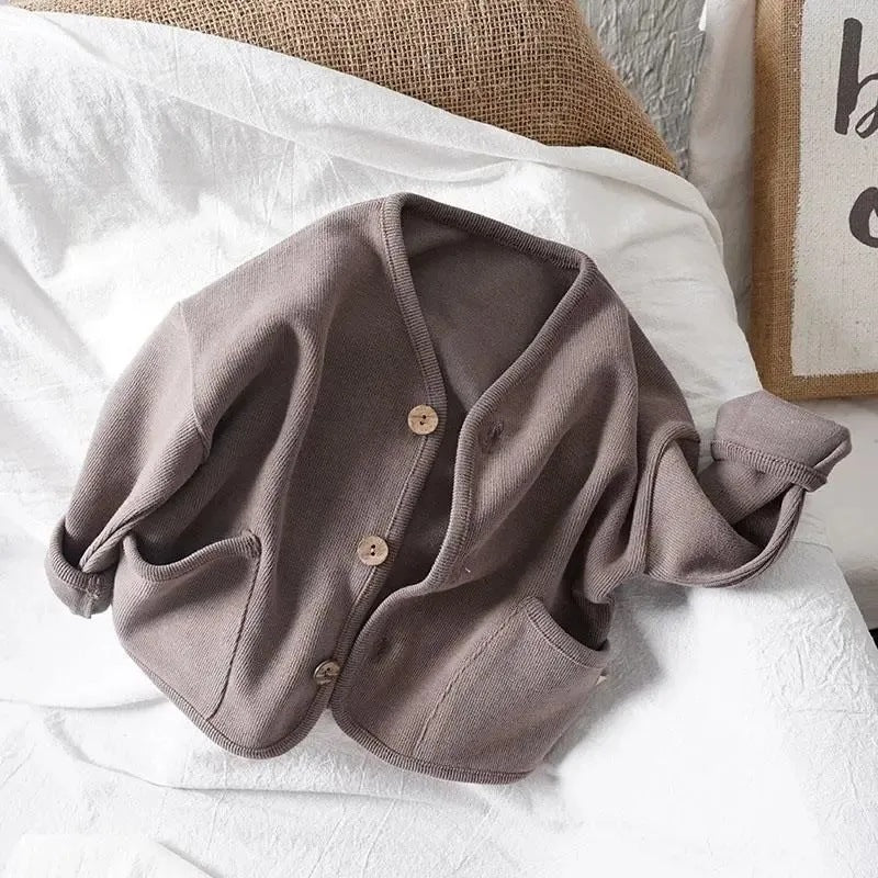 Whoelsale Children's Loose Cotton Long Sleeved Cardigan