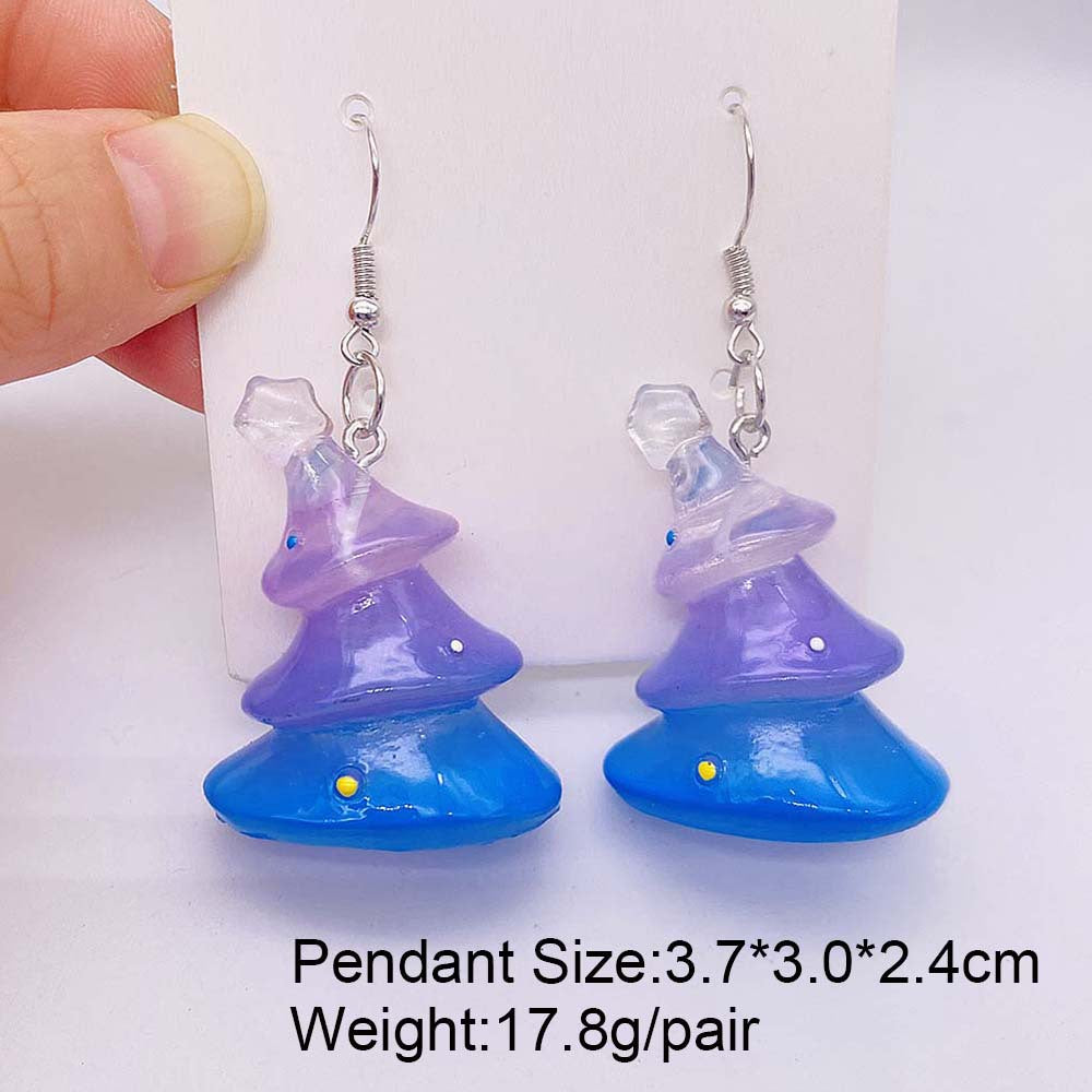 Wholesale Christmas 3D Three-dimensional Christmas Tree Snowman Resin Earrings