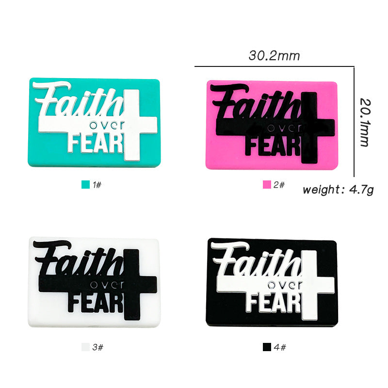Wholesale 10pcs Rectangular Faith English Creative Silicone Beads
