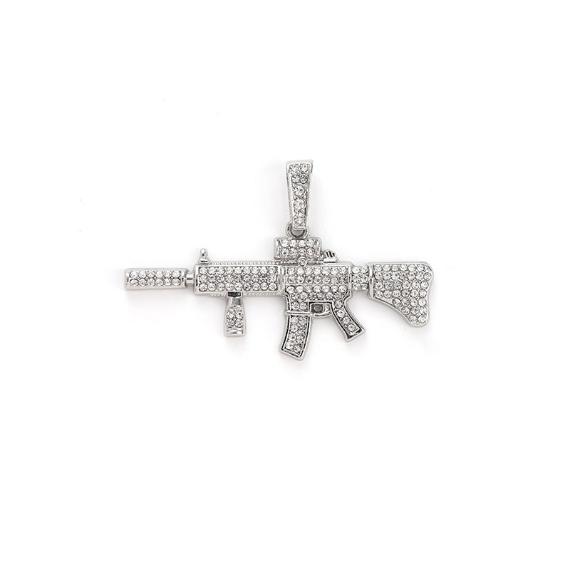 Wholesale Diamond Gun Pendant Alloy Necklace