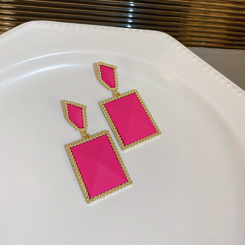 Wholesale Rose Red Flower Love Summer Geometry Sweet Alloy Earrings