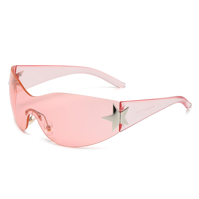 Wholesale PC Y2K Frameless Integrated Five Pointed Star Decorative Sunglasses