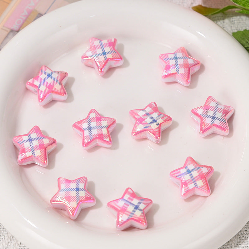 Wholesale 5pcs/pack   Checkered five-pointed star scattered beads  Acrylic Beads