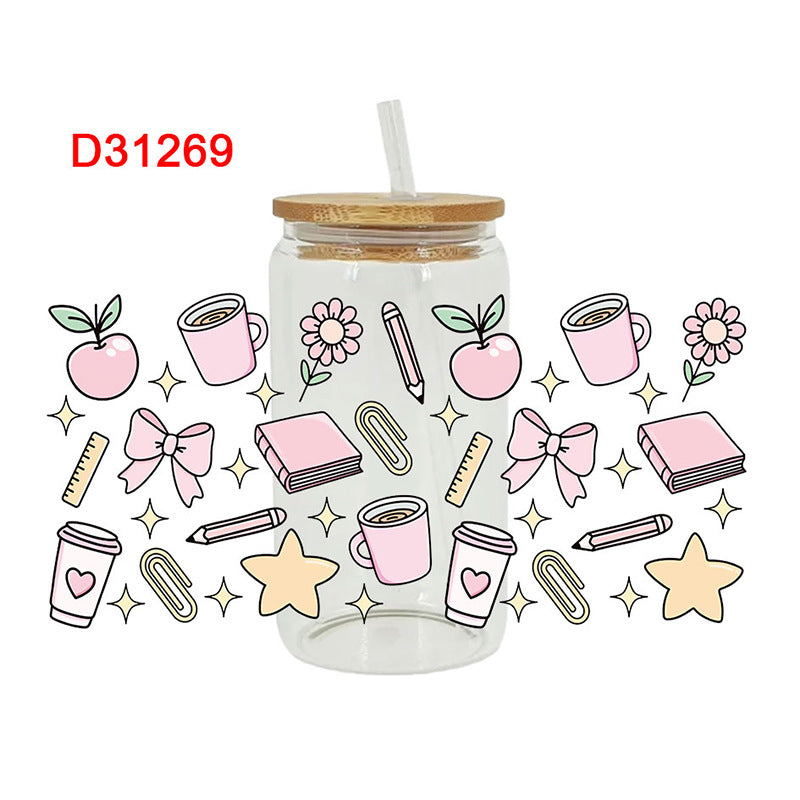 Wholesale Stationery and Beverage Teacher's Day 16oz Cup UV DTF Wraps