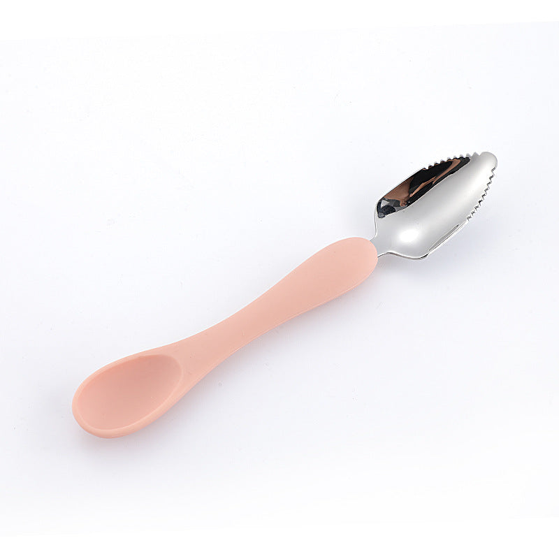 Wholesale Stainless Steel Silicone Baby Food Double-headed Spoon
