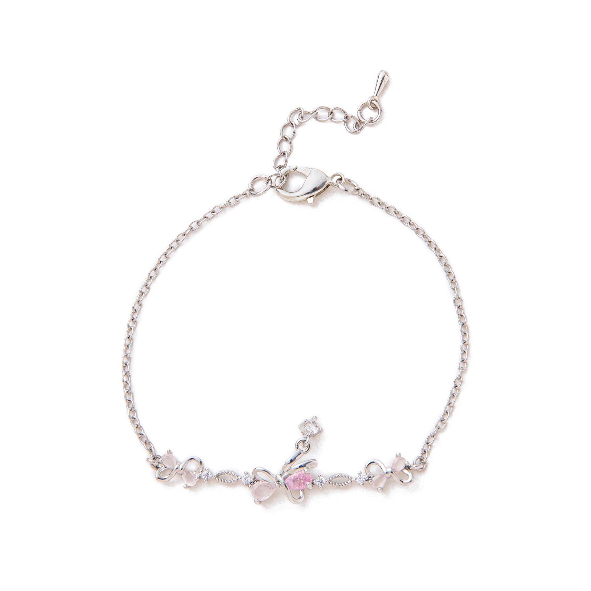 Wholesale Cute  Heart Zircon Butterfly Knot Copper Plastic Bracelet