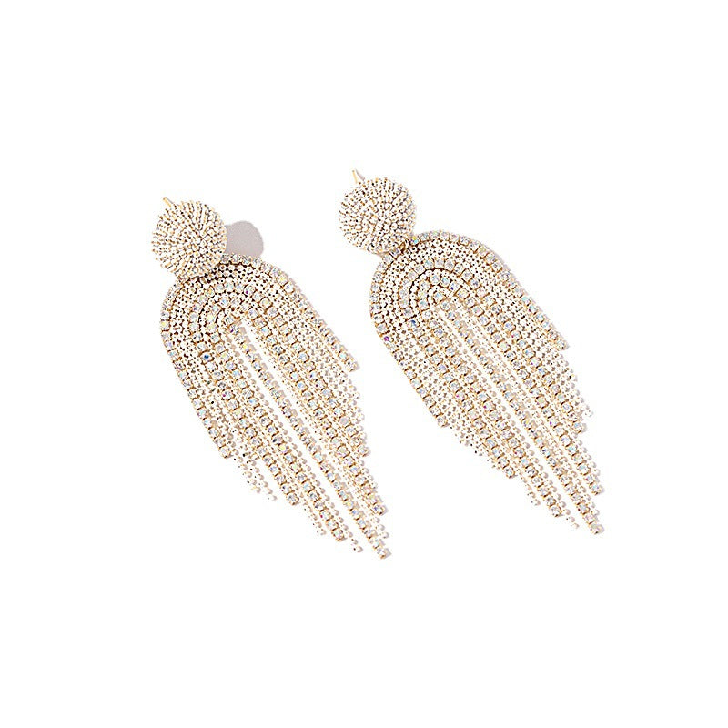 Wholesale Beaded Tassels Inlaid Zircon Earrings