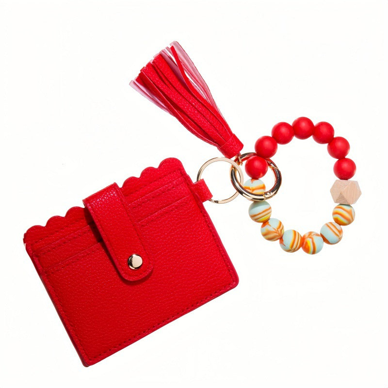 Wholesale Tassel pendant iridescent wrist key ring keychain