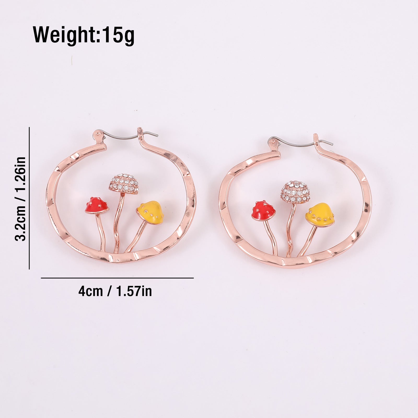 Wholesale Three-dimensional Mushroom Studded Diamond C-shaped Earrings