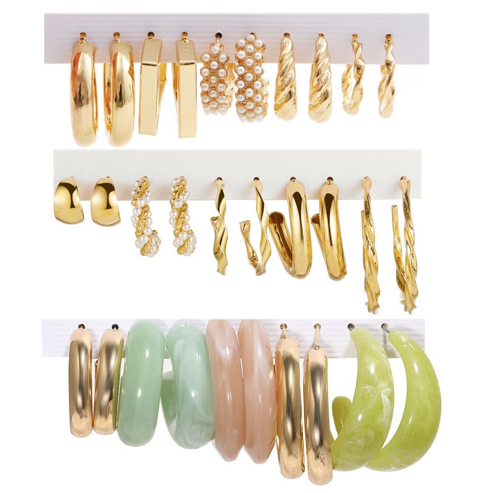 Wholesale Metal C Shape Acrylic Earrings Set