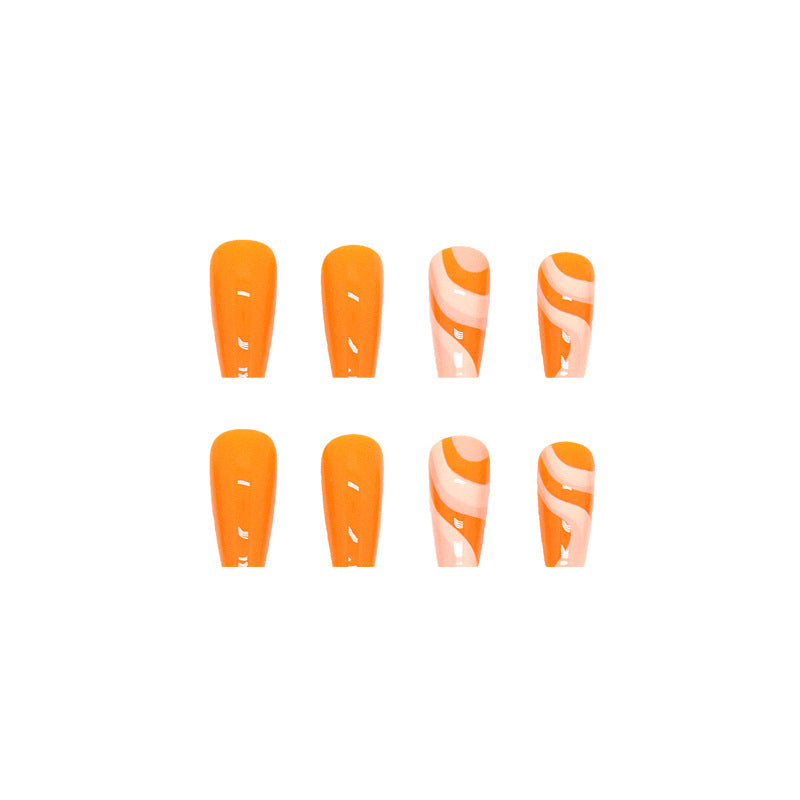 Wholesale Orange-yellow wavy bright color medium-length ballet nail art stickers