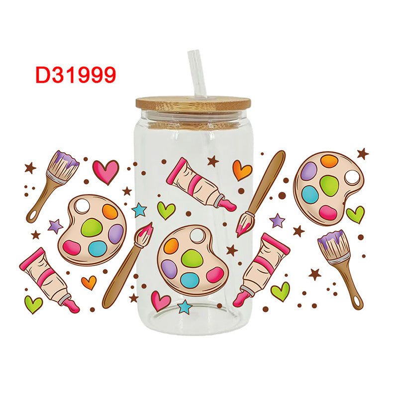 Wholesale Color Brush Paint 16oz Cup UV DTF Wraps