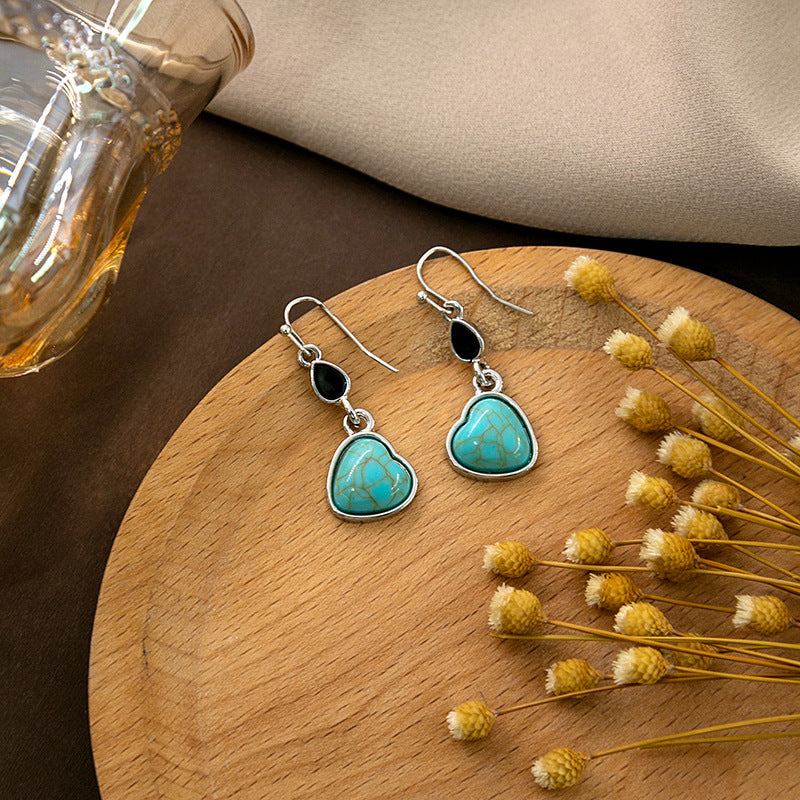 Wholesale Vintage Bohemian Feather Turquoise Pearl Earrings